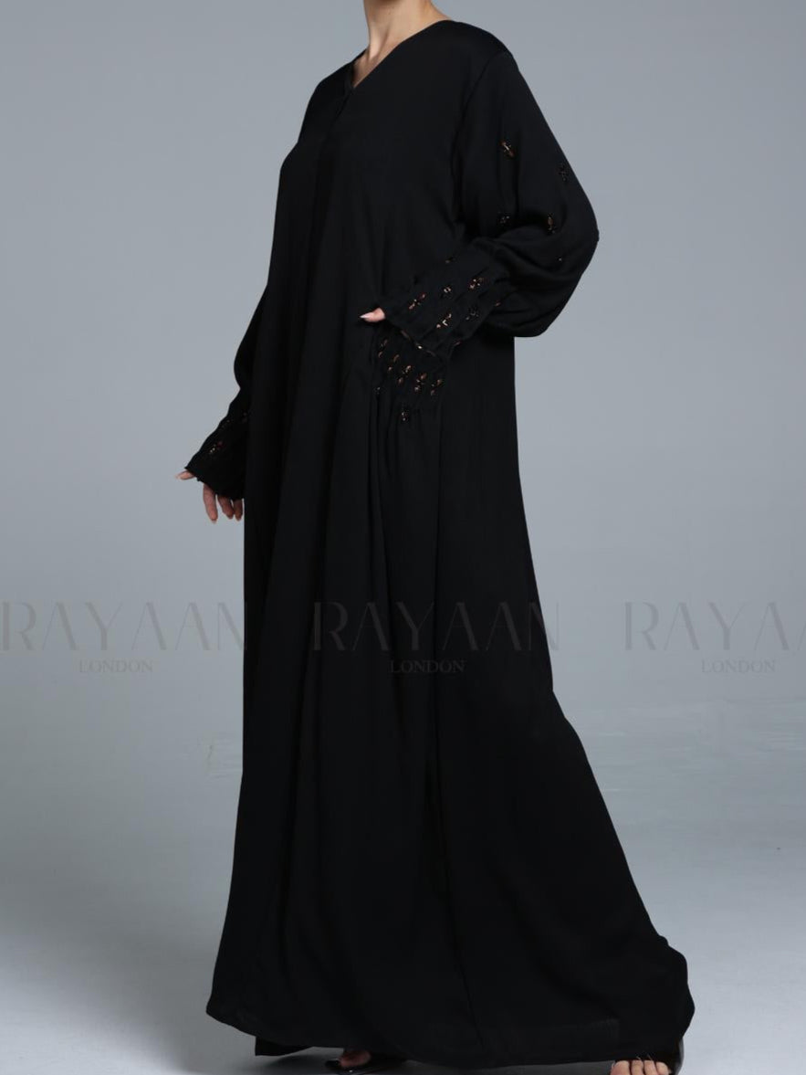Elegant Black Handwork Abaya with Pockets