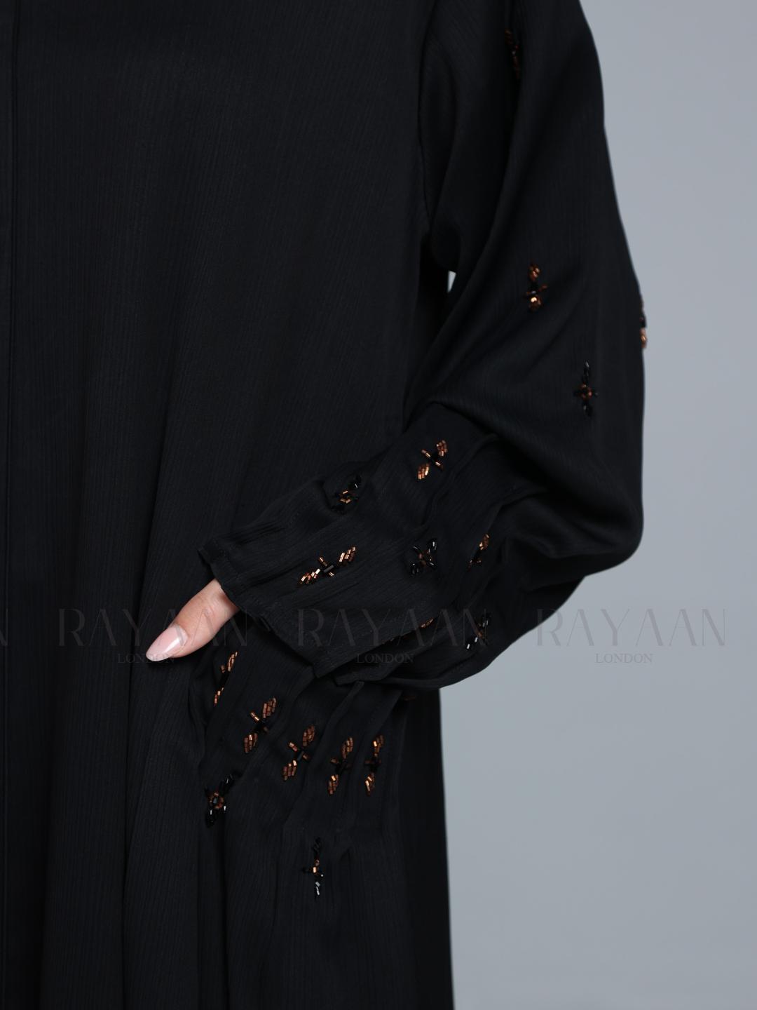 Elegant Black Handwork Abaya with Pockets