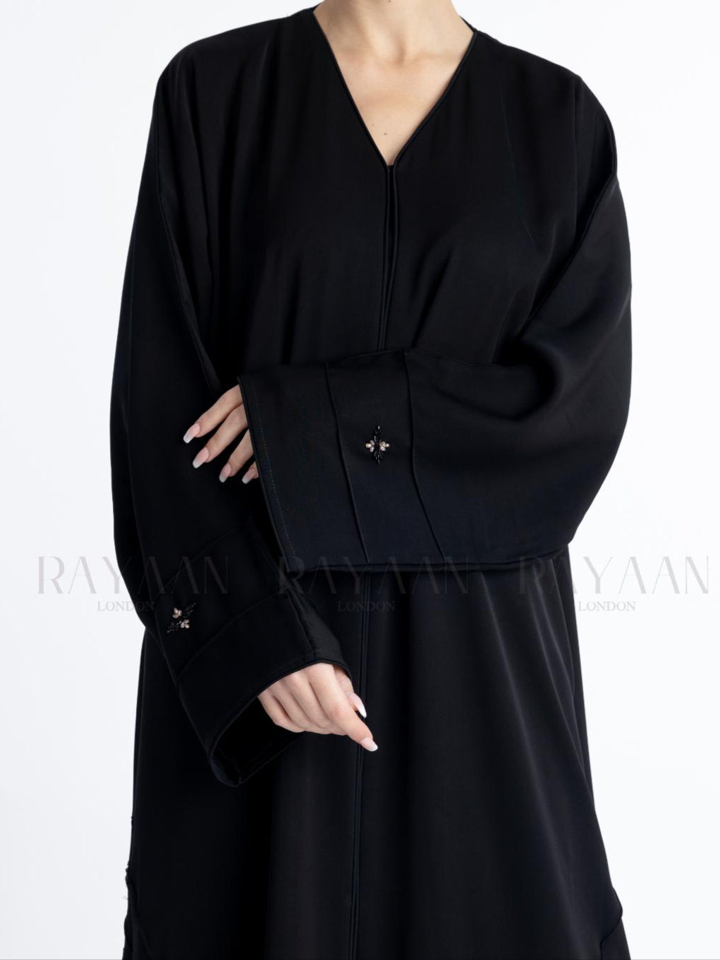 Elegant Open Abaya with Handwork